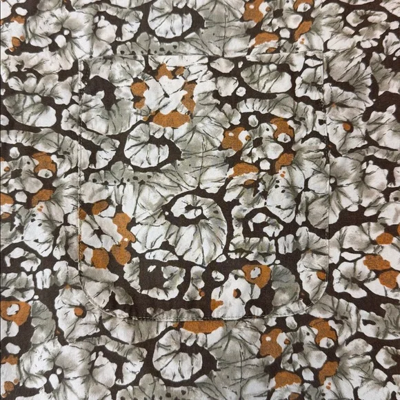 J. Crew mens M Medium green brown floral oarsman relaxed button up shirt EUC - Picture 5 of 5